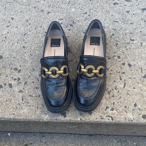 Dolce Vita Black Loafers with Gold Accent size 7